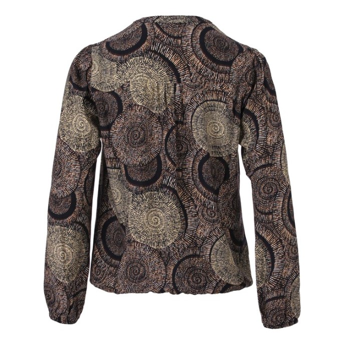 Enjoy Blouse vhals tape Bruin dessin